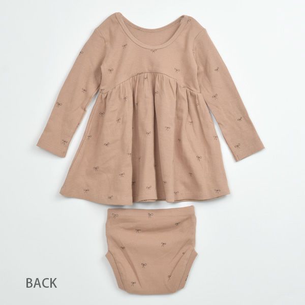 オーガニックコットン ベビーリブロングスリーブドレス＆ブルマ