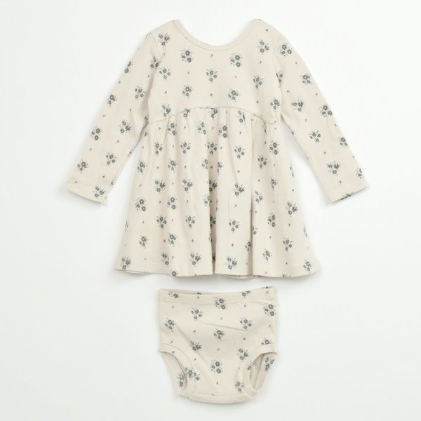 オーガニックコットン ベビーリブロングスリーブドレス＆ブルマ