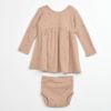 オーガニックコットン ベビーリブロングスリーブドレス＆ブルマ