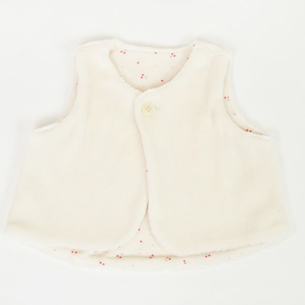 オーガニックコットン ベビーフェイクファーベストさくらんぼ