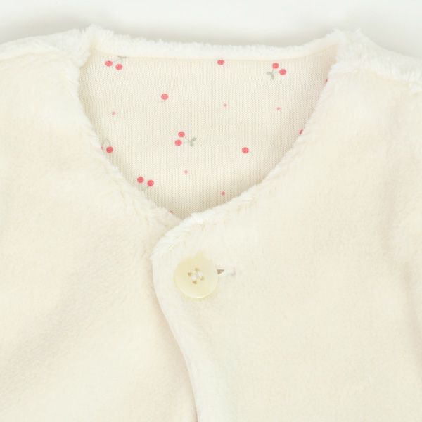 オーガニックコットン ベビーフェイクファーベストさくらんぼ