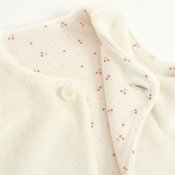 オーガニックコットン ベビーフェイクファーベストさくらんぼ