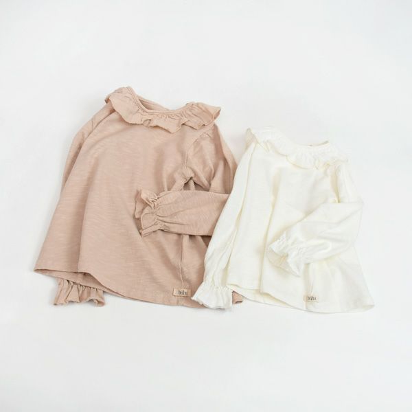 オーガニックコットン ベビーフリルブラウス(長袖)