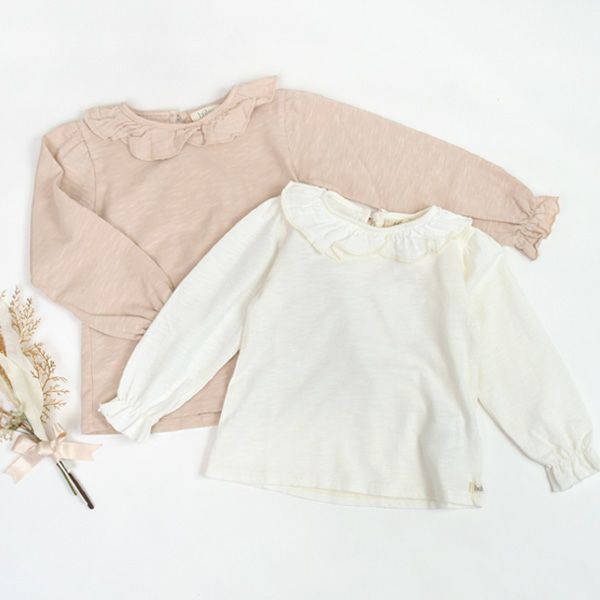 オーガニックコットン ベビーフリルブラウス(長袖)