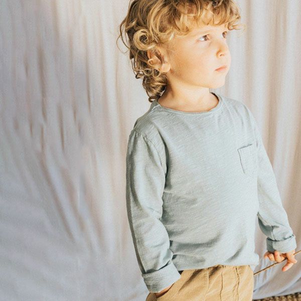 オーガニックコットン キッズポケット付きＴシャツ(長袖)