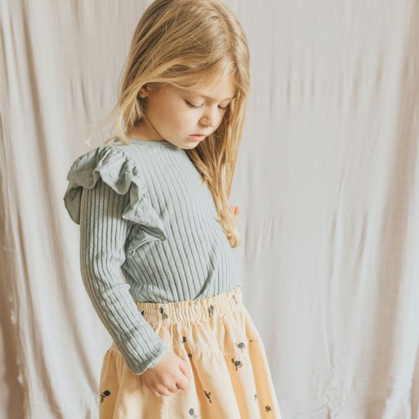 オーガニックコットン キッズフリルリブブラウス(長袖)