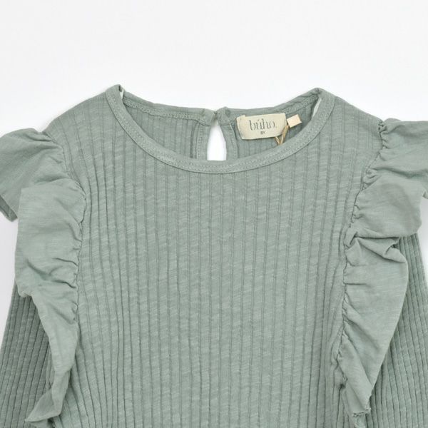 オーガニックコットン キッズフリルリブブラウス(長袖)