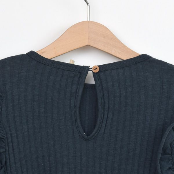 オーガニックコットン キッズフリルリブブラウス(長袖)