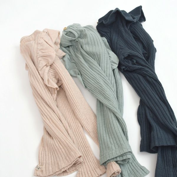 オーガニックコットン キッズフリルリブブラウス(長袖)