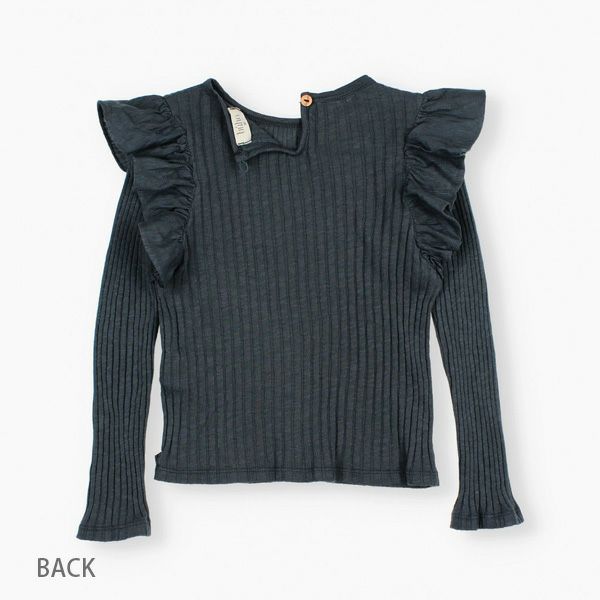 オーガニックコットン キッズフリルリブブラウス(長袖)