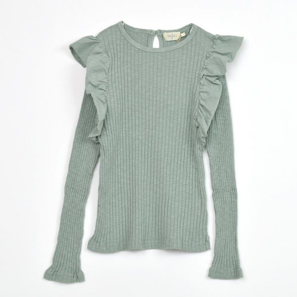 オーガニックコットン キッズフリルリブブラウス(長袖)