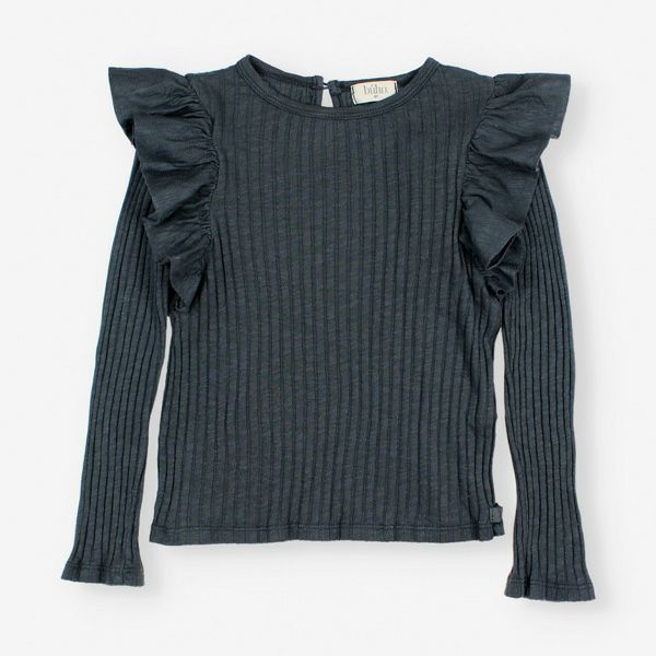 オーガニックコットン キッズフリルリブブラウス(長袖)