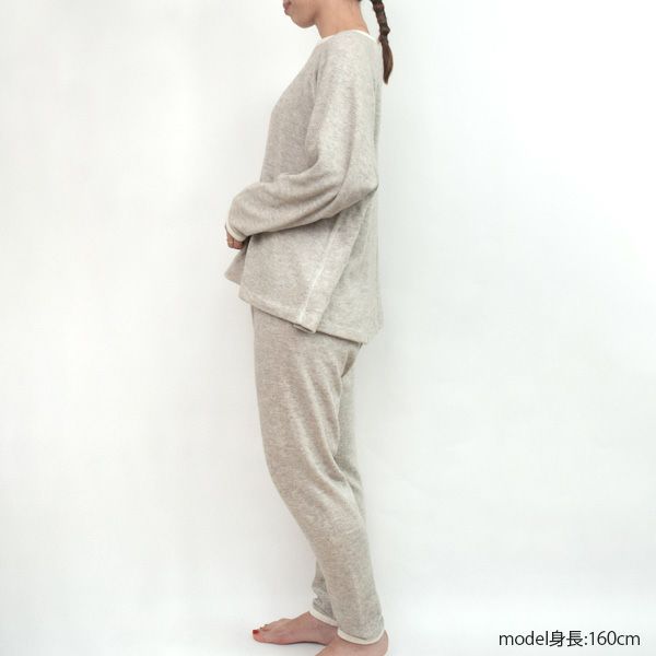 オーガニックコットン＆ヤク ラフアンドスムースパンツ グレー M