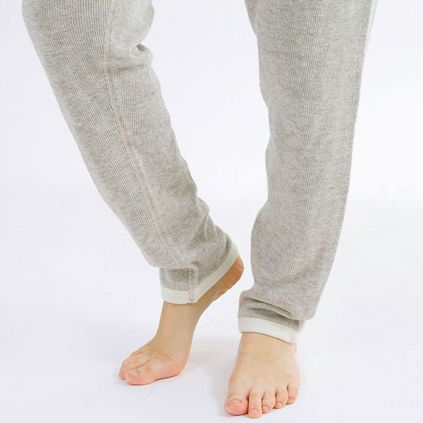 オーガニックコットン＆ヤク ラフアンドスムースパンツ グレー M