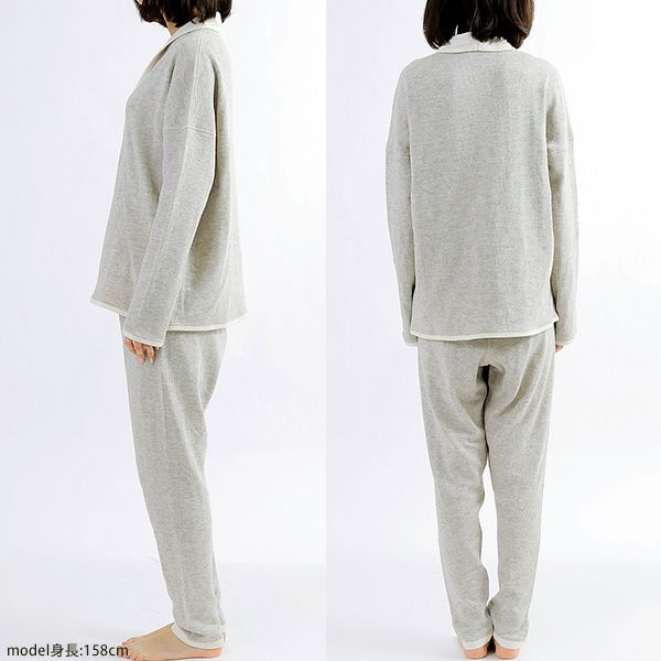 オーガニックコットン＆ヤク ラフアンドスムースパンツ グレー M