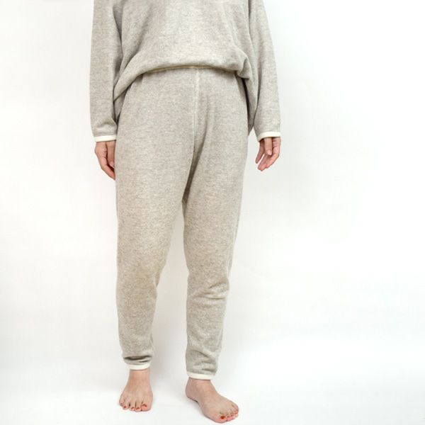 オーガニックコットン＆ヤク ラフアンドスムースパンツ グレー M