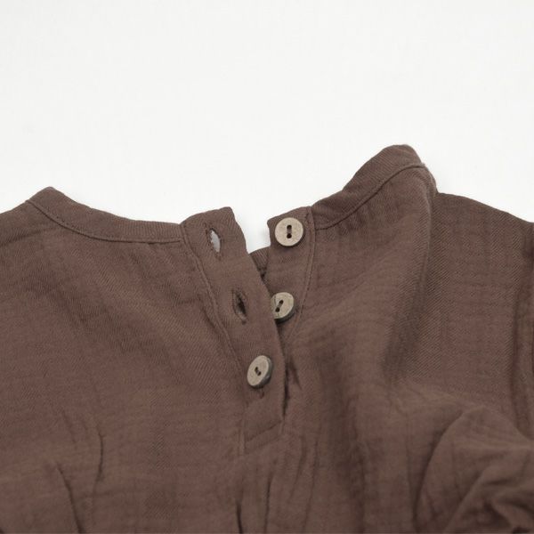 オーガニックコットン ベビー ガーゼペプラム付きロンパース(長袖)