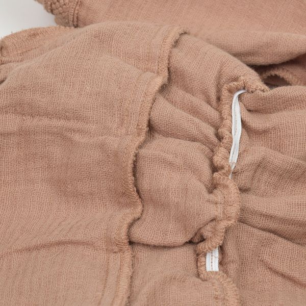 オーガニックコットン ベビー ガーゼペプラム付きロンパース(長袖)