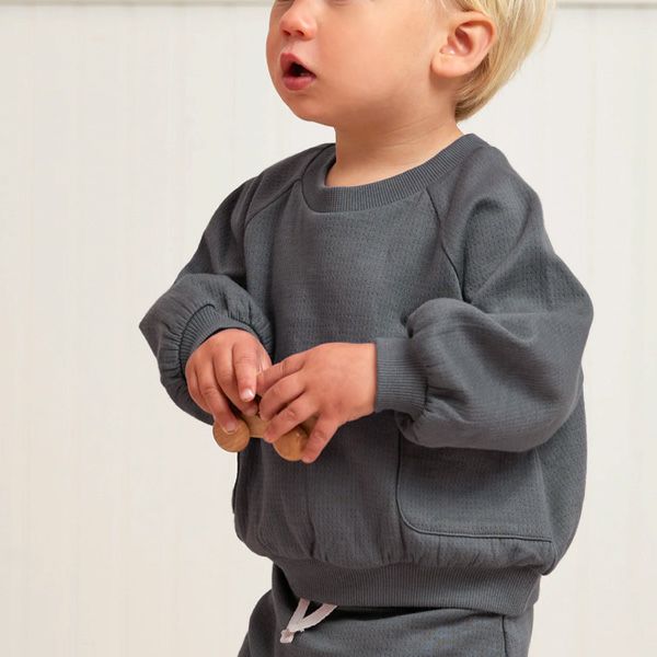 オーガニックコットン ベビー 接結ポケット付きスウェットシャツ