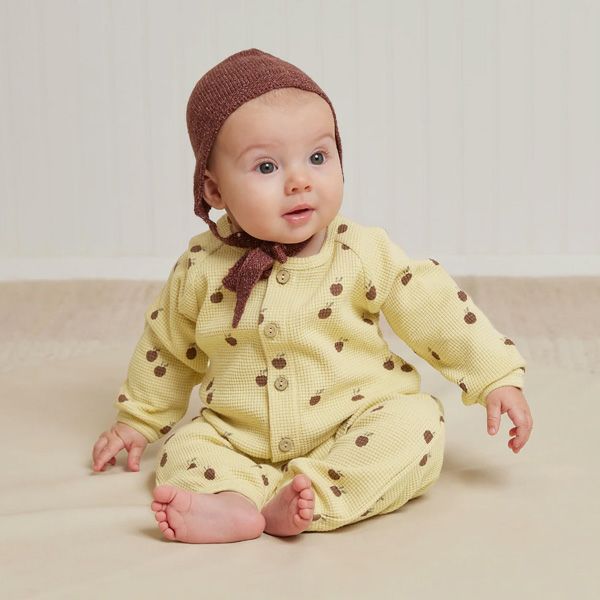 オーガニックコットン ベビー ワッフルジャンプスーツ(長袖)