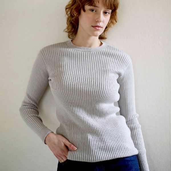 オーガニックコットン エアリーリブクルーネック