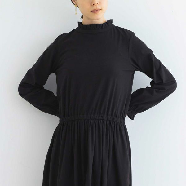 オーガニックコットン 天竺フリルネックワンピース