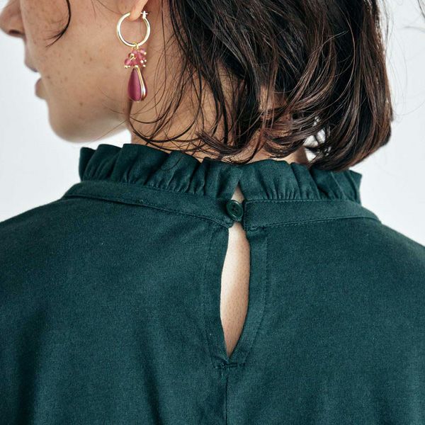 オーガニックコットン 天竺フリルネックワンピース