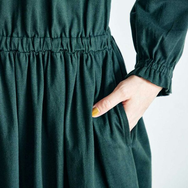 オーガニックコットン 天竺フリルネックワンピース