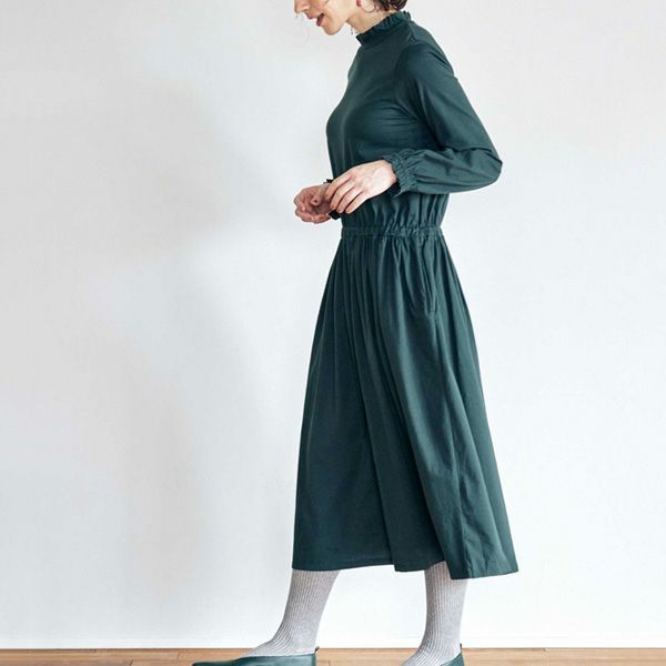 オーガニックコットン 天竺フリルネックワンピース