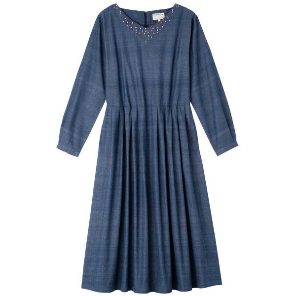 オーガニックコットン 手織りフレンチノット手刺繍ドレス