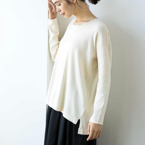 オーガニックコットン ニットドロップショルダープルオーバー
