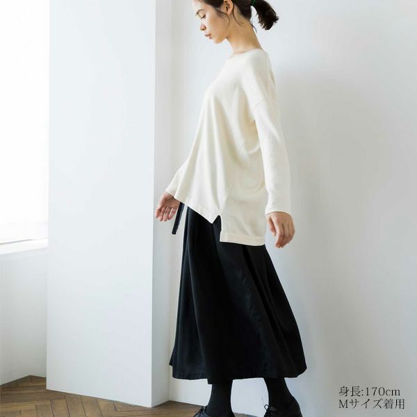 オーガニックコットン ニットドロップショルダープルオーバー