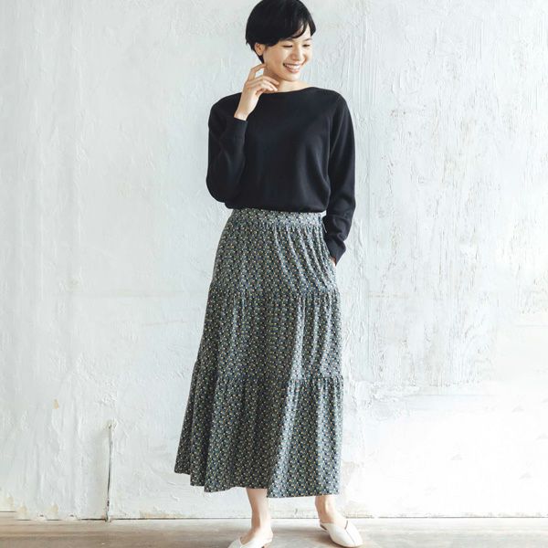 オーガニックコットン ニットドロップショルダープルオーバー