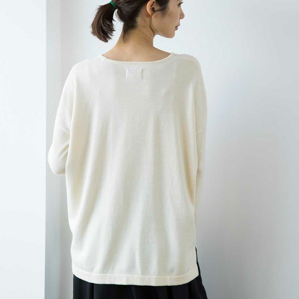 オーガニックコットン ニットドロップショルダープルオーバー