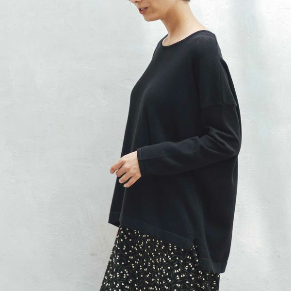 オーガニックコットン ニットドロップショルダープルオーバー