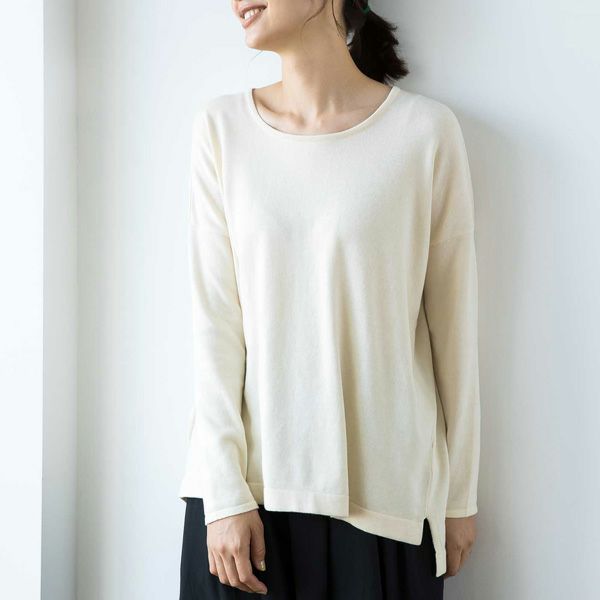 オーガニックコットン ニットドロップショルダープルオーバー
