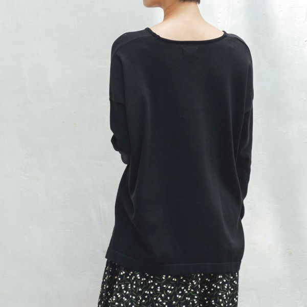 オーガニックコットン ニットドロップショルダープルオーバー