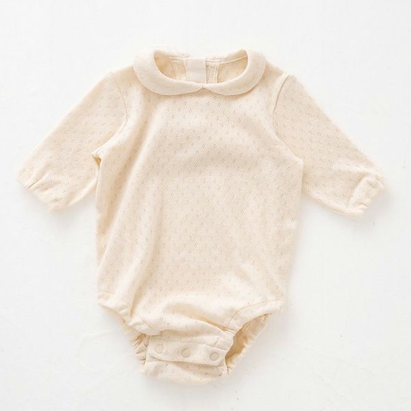 オーガニックコットン ベビー 透かし編みボディースーツ