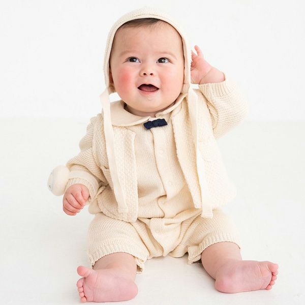 オーガニックコットン ベビー ニットベスト付き2wayドレス