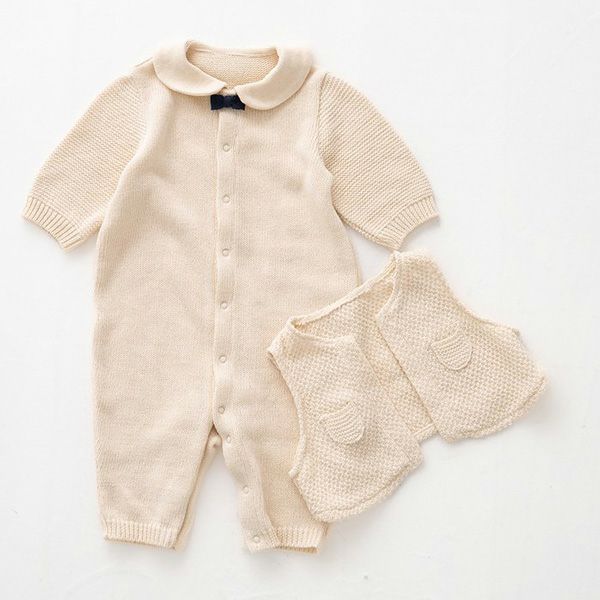 オーガニックコットン ベビー ニットベスト付き2wayドレス