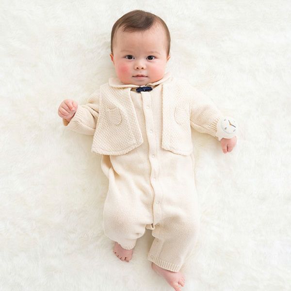 オーガニックコットン ベビー ニットベスト付き2wayドレス