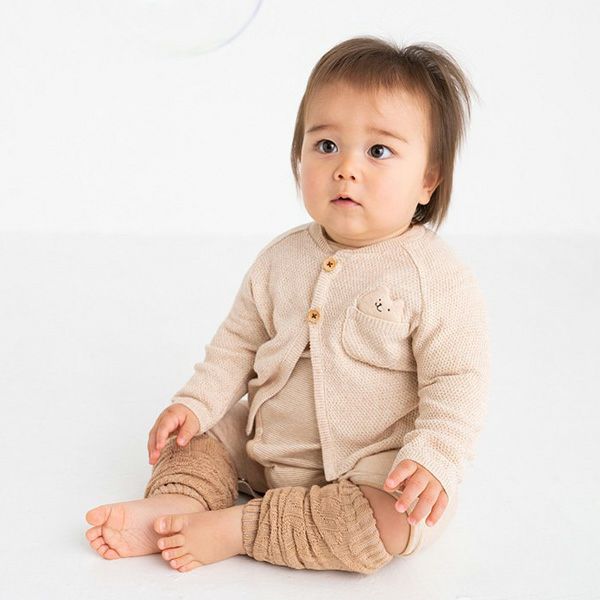 オーガニックコットン ベビーニットカノコ編みカーディガン