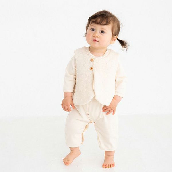 オーガニックコットン ベビー綿入りニットベスト