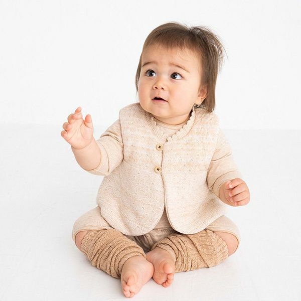 オーガニックコットン ベビー綿入りニットベスト