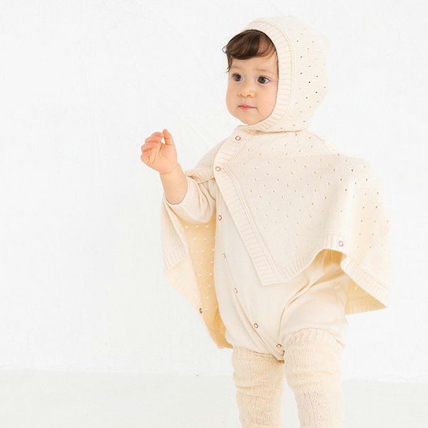 オーガニックコットン ベビーフード付きマント