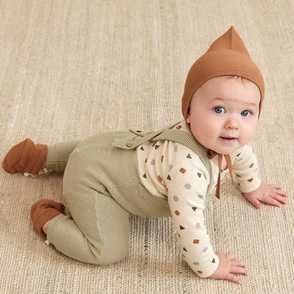 オーガニックコットン ベビーニットオーバーオール