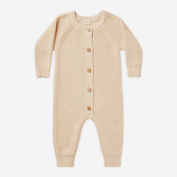 オーガニックコットン ベビーチャンキーニットジャンプスーツ(長袖)