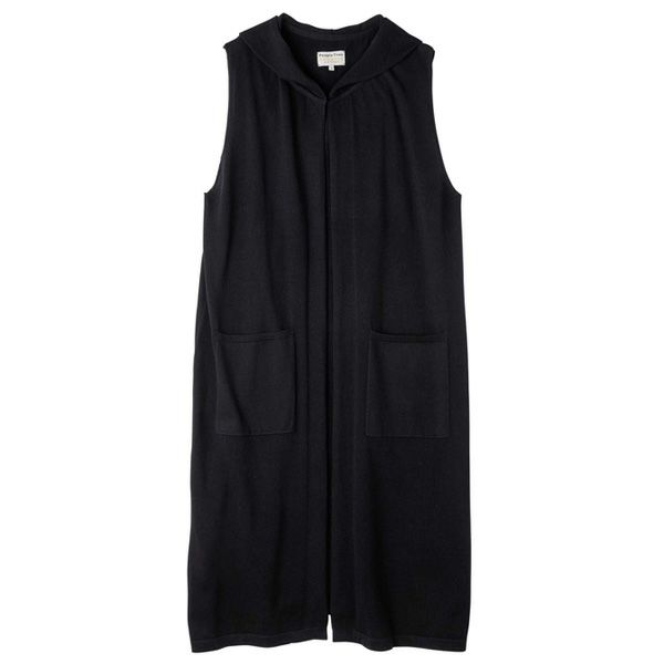 オーガニックコットン ニットフーディーロングジレ