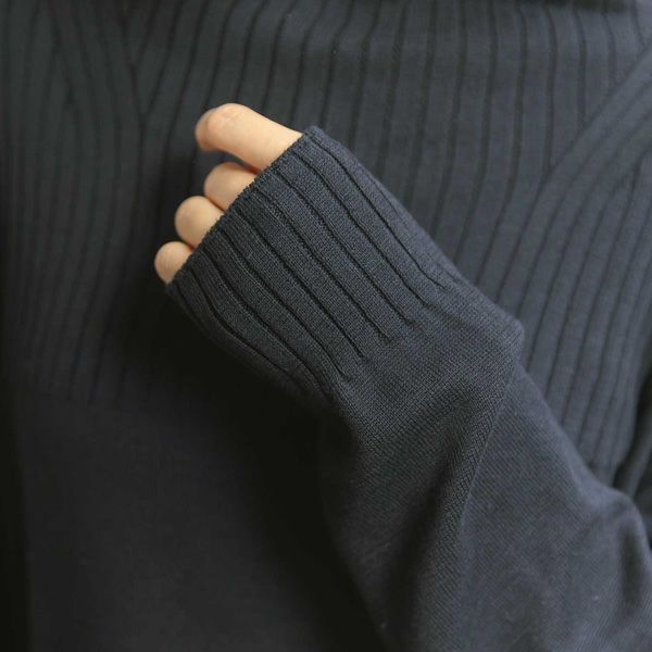 オーガニックコットン ニットボトルネックプルオーバー