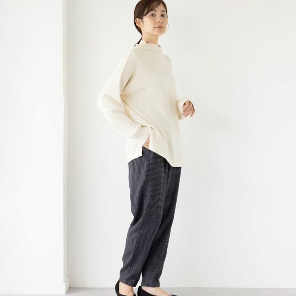 オーガニックコットン ニットボトルネックプルオーバー